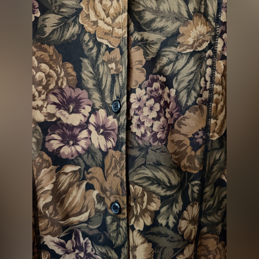 Briggs New York Brown Floral Button-Front Jean Jacket - Picture 4 of 5